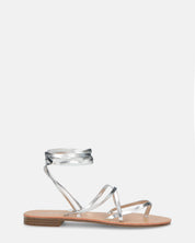 CRESSIDA - sandali bassi beige con cordini argento