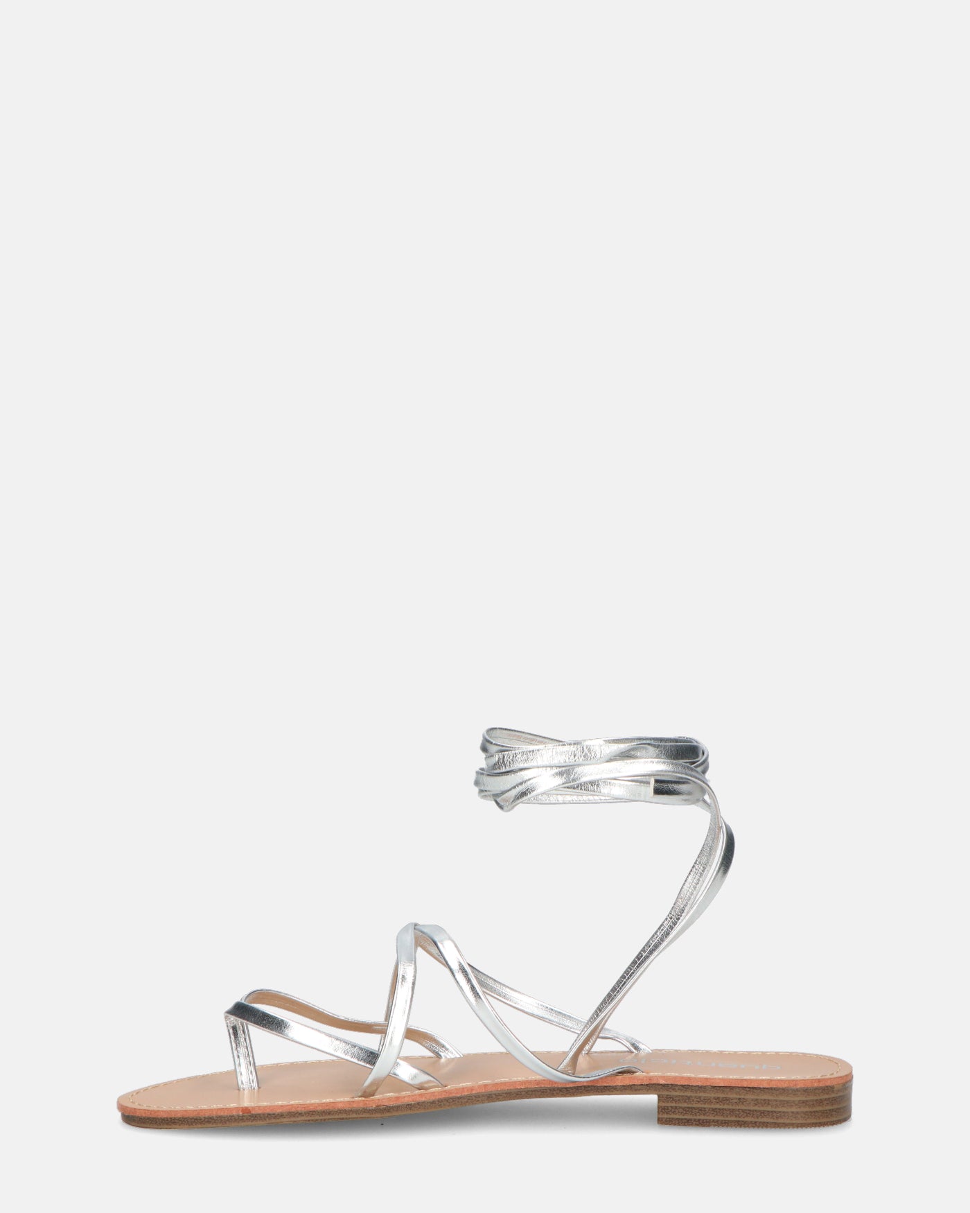 CRESSIDA - sandali bassi beige con cordini argento