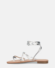 CRESSIDA - sandali bassi beige con cordini argento