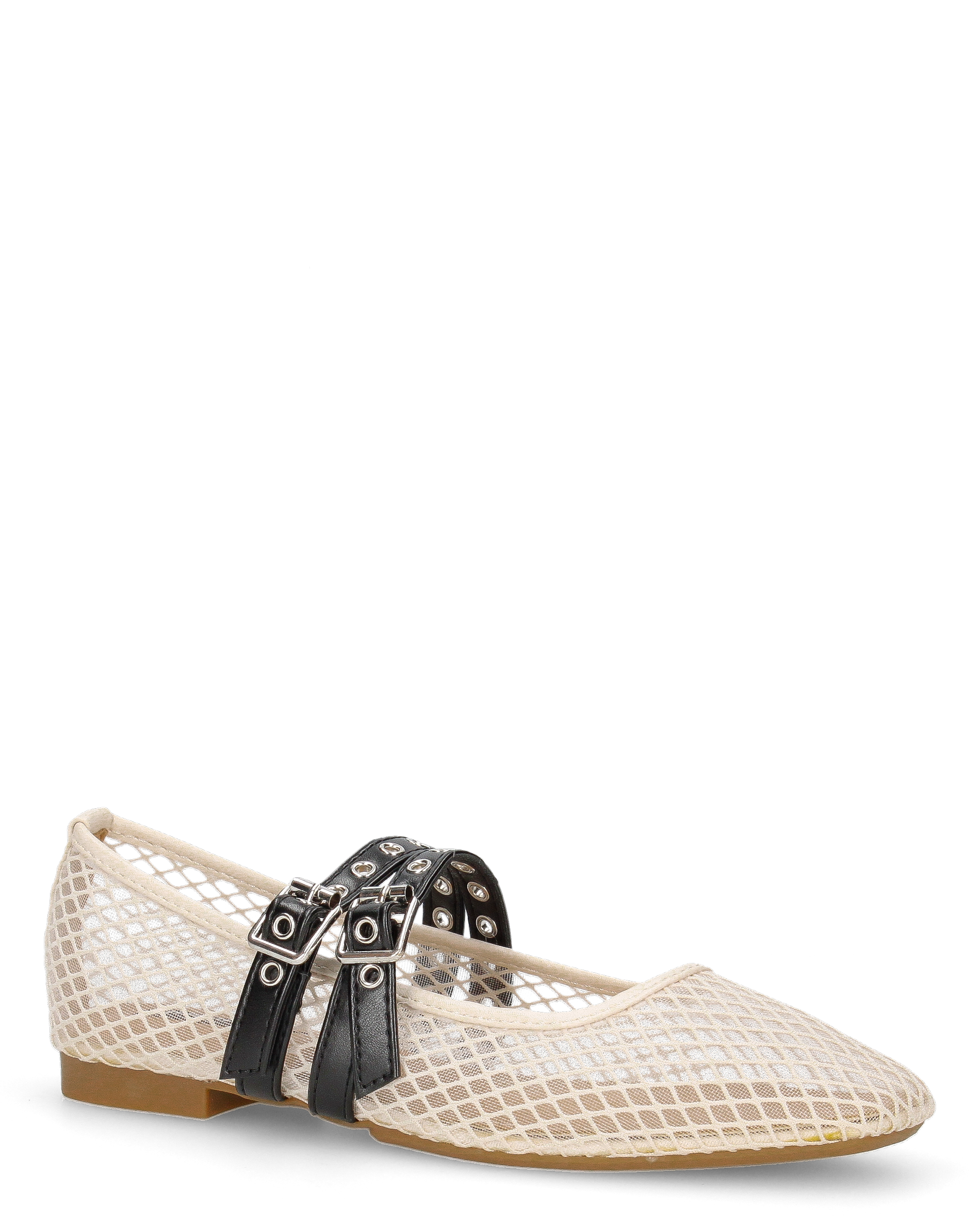 CRISTINA - ballerine beige chiaro con cinturini regolabili in tessuto traforato