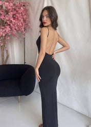 DARSEN - vestito midi effetto sculpt in nero con scollo su schiena