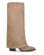 DENISE - stivali alti con risvolto in camoscio beige