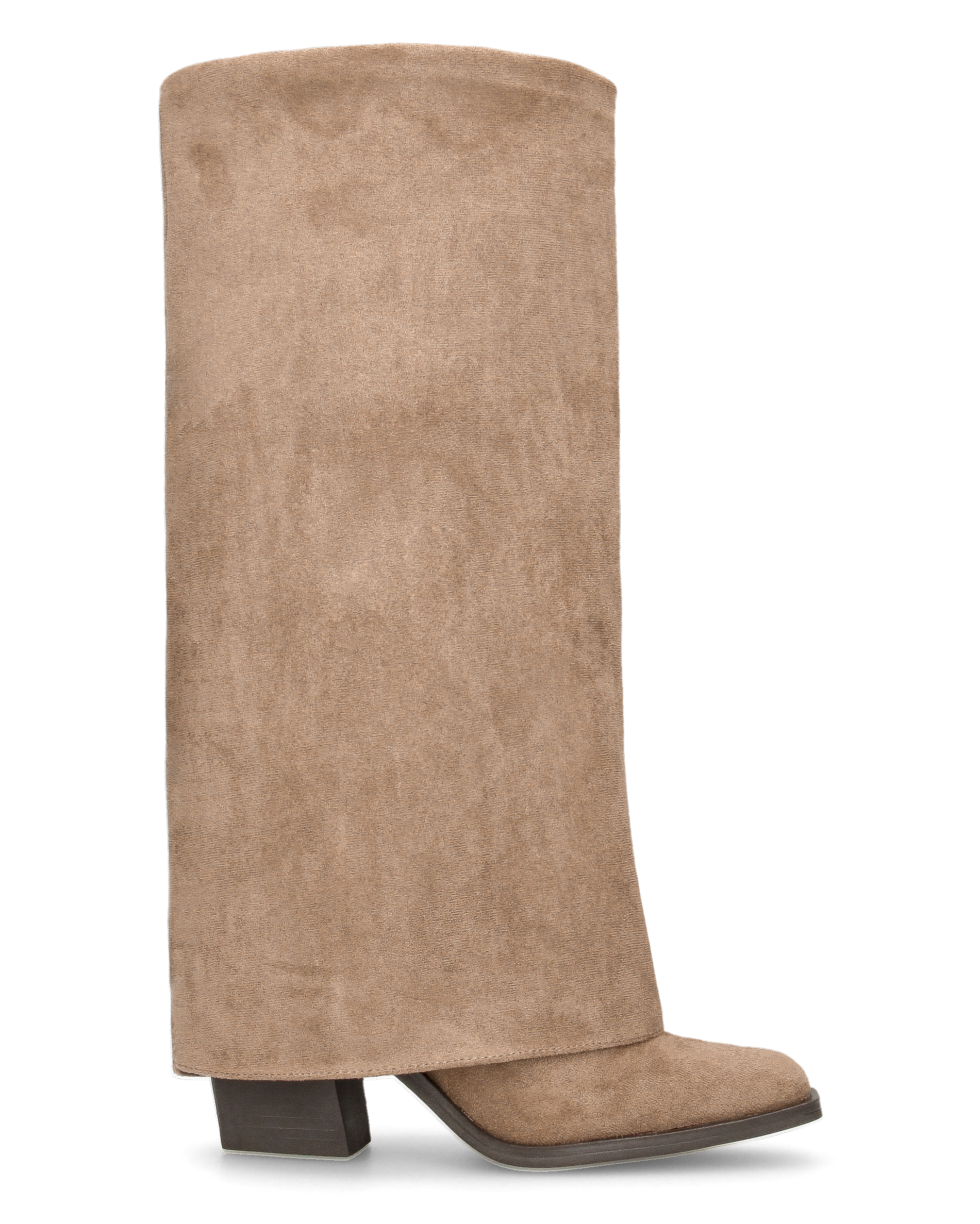 DENISE - stivali alti con risvolto in camoscio beige