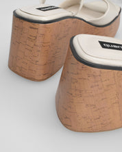 NAILA - sandali platform beige con suola effetto sughero e cinturino regolabile