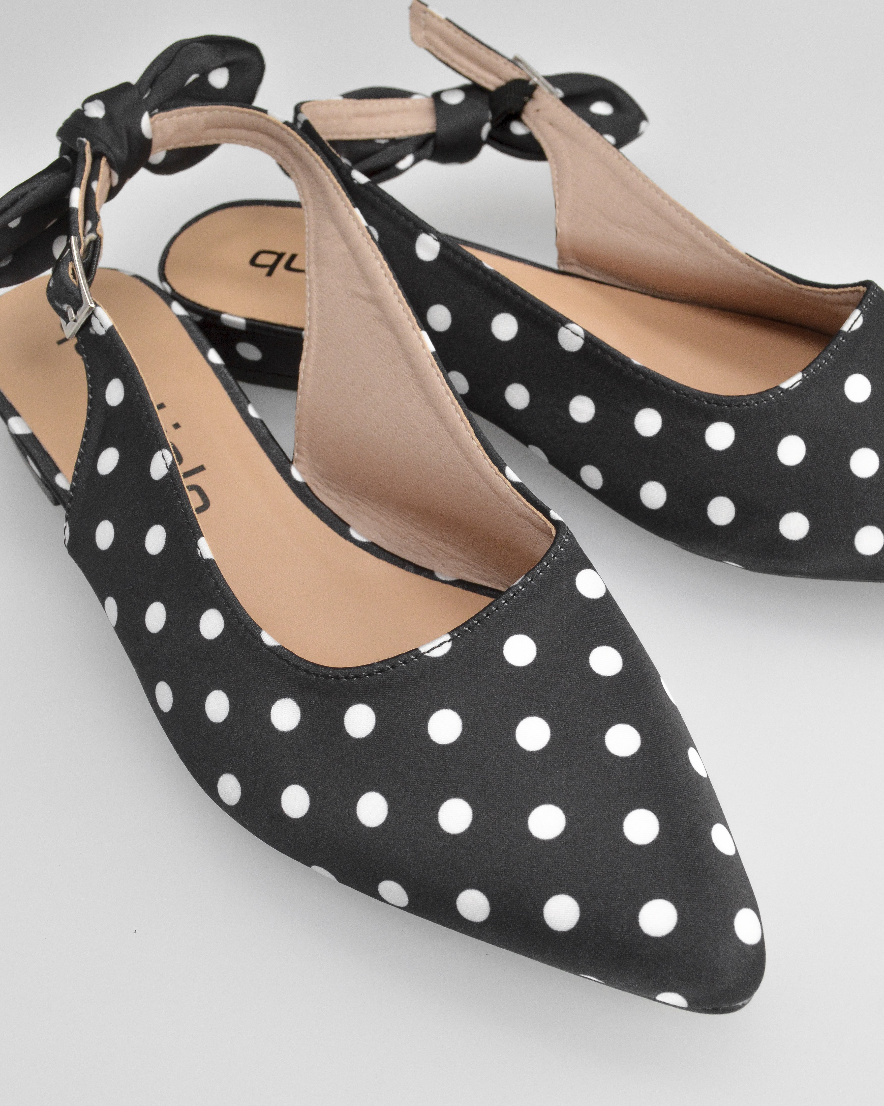 ANDY - décolleté neri a pois con fiocco