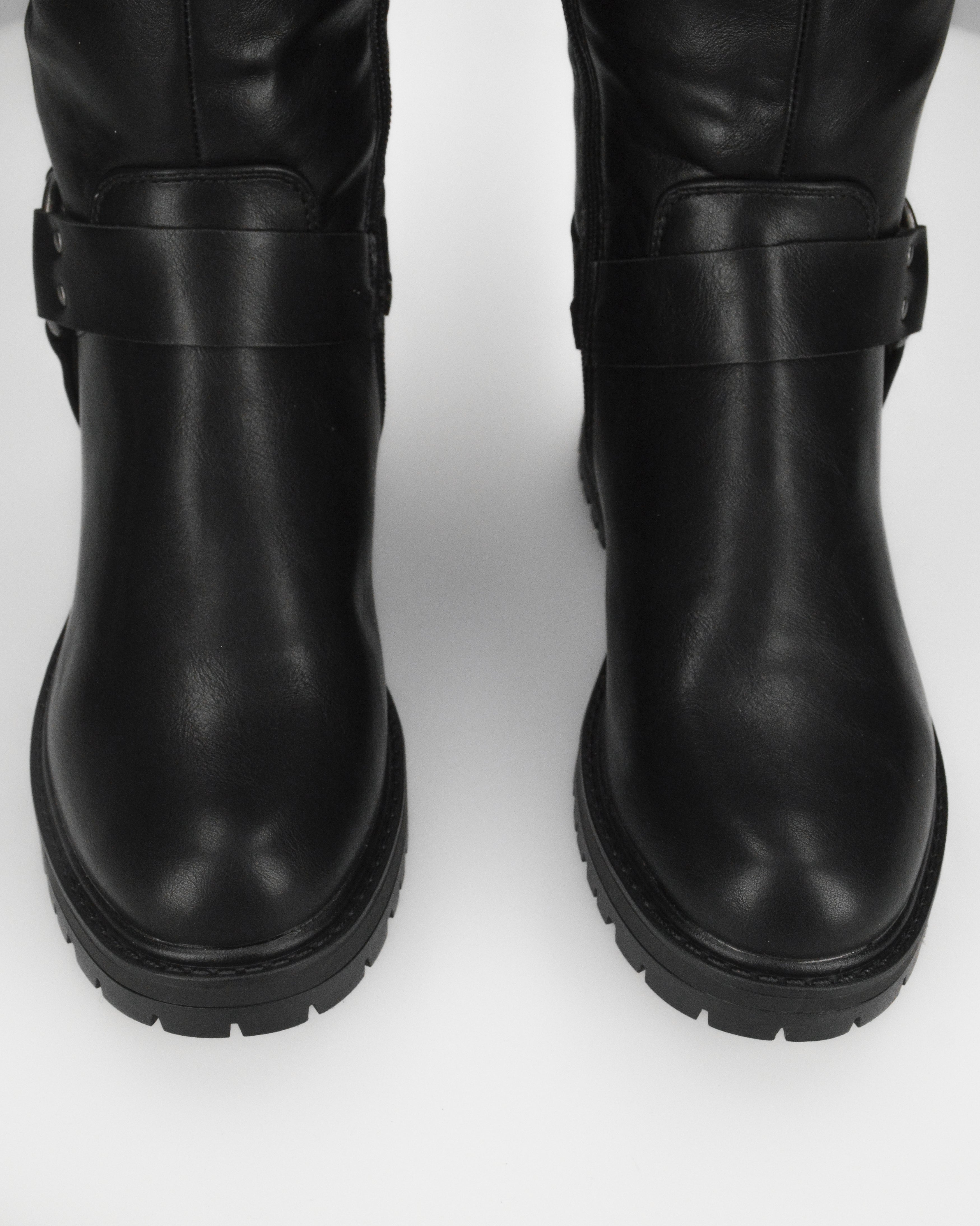 NAHIA - stivali biker neri con chiusura zip