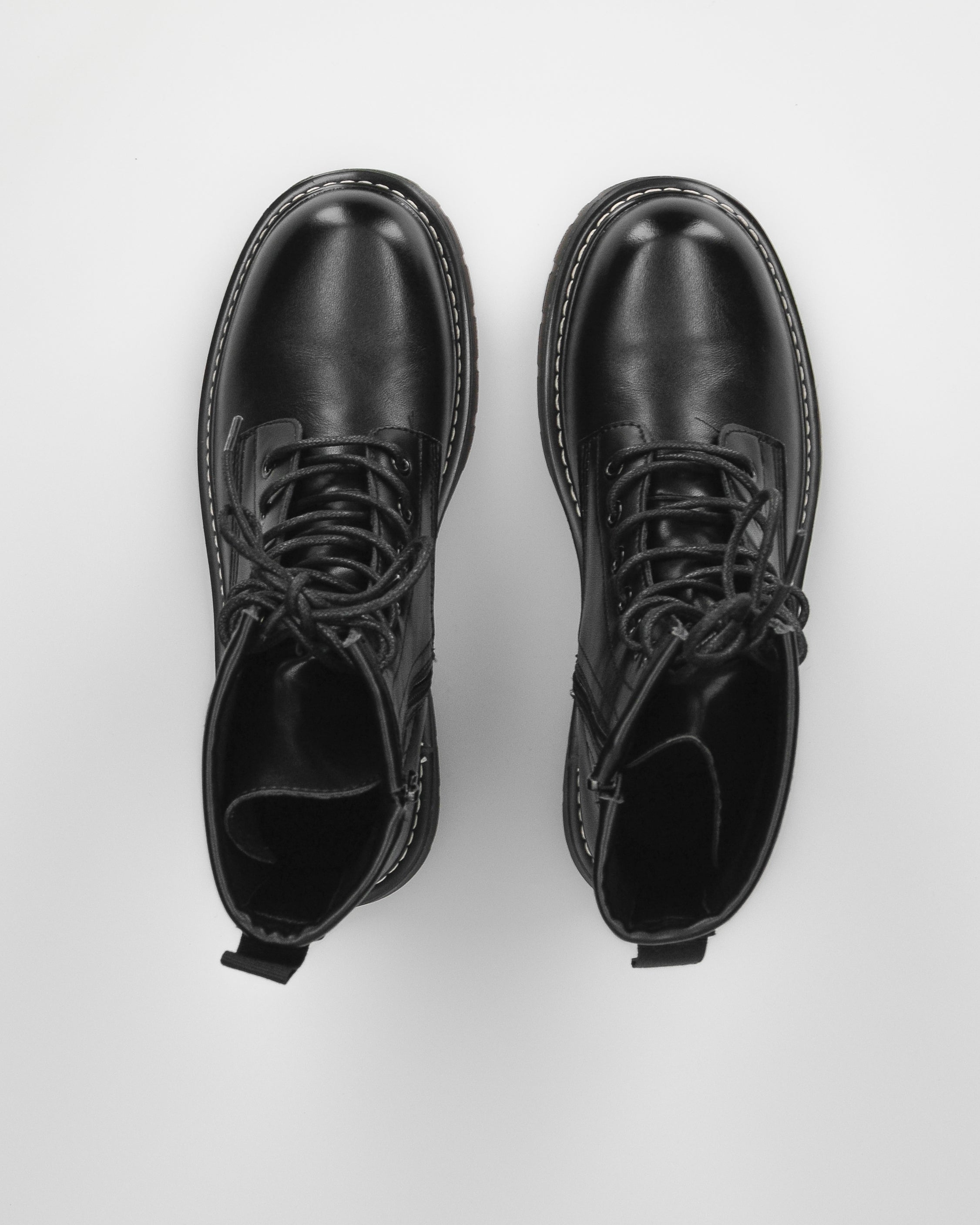 MARZIA - stivaletti anfibi neri stringati con chiusura zip