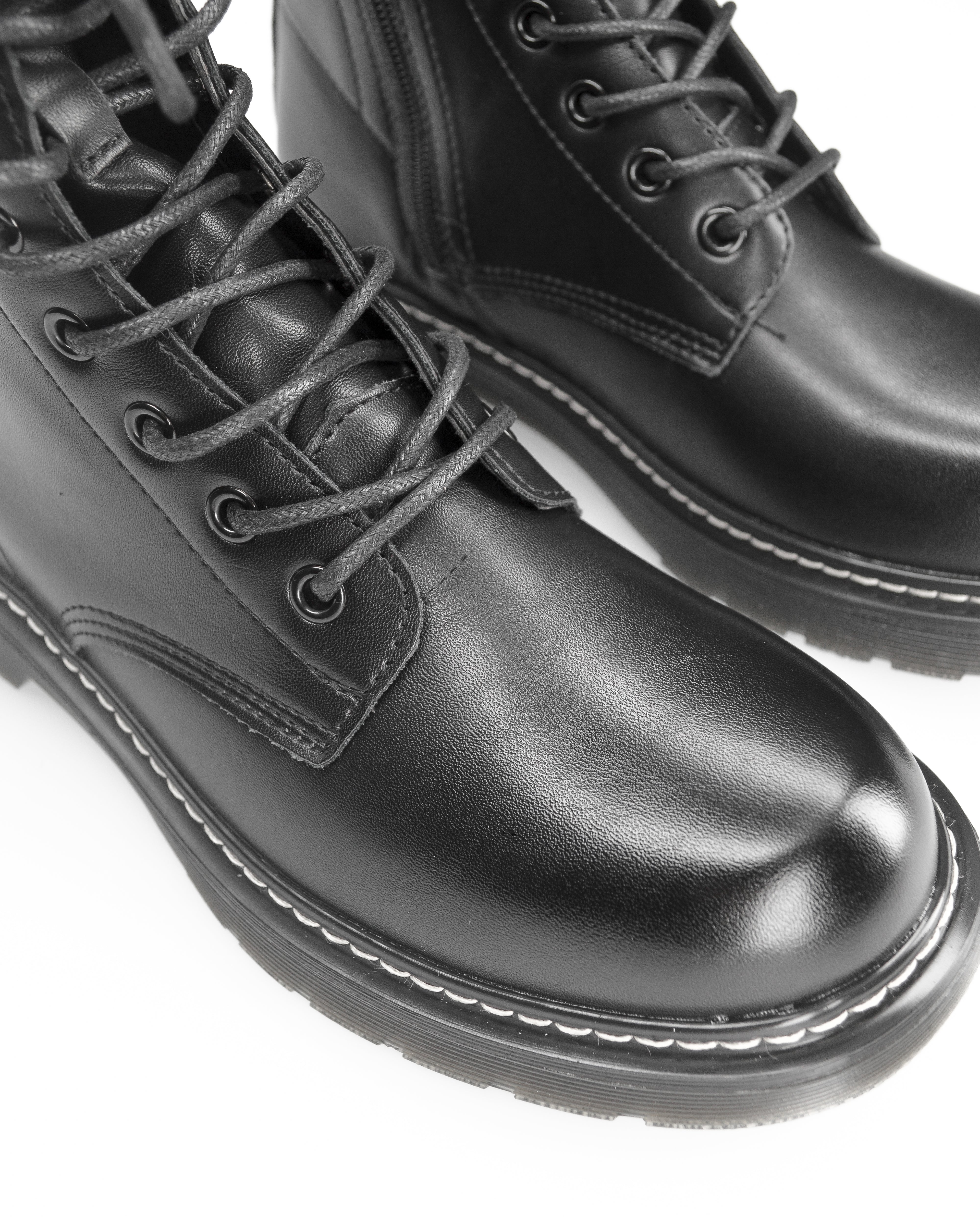 MARZIA - stivaletti anfibi neri stringati con chiusura zip