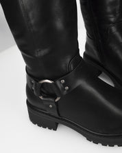 NAHIA - stivali biker neri con chiusura zip