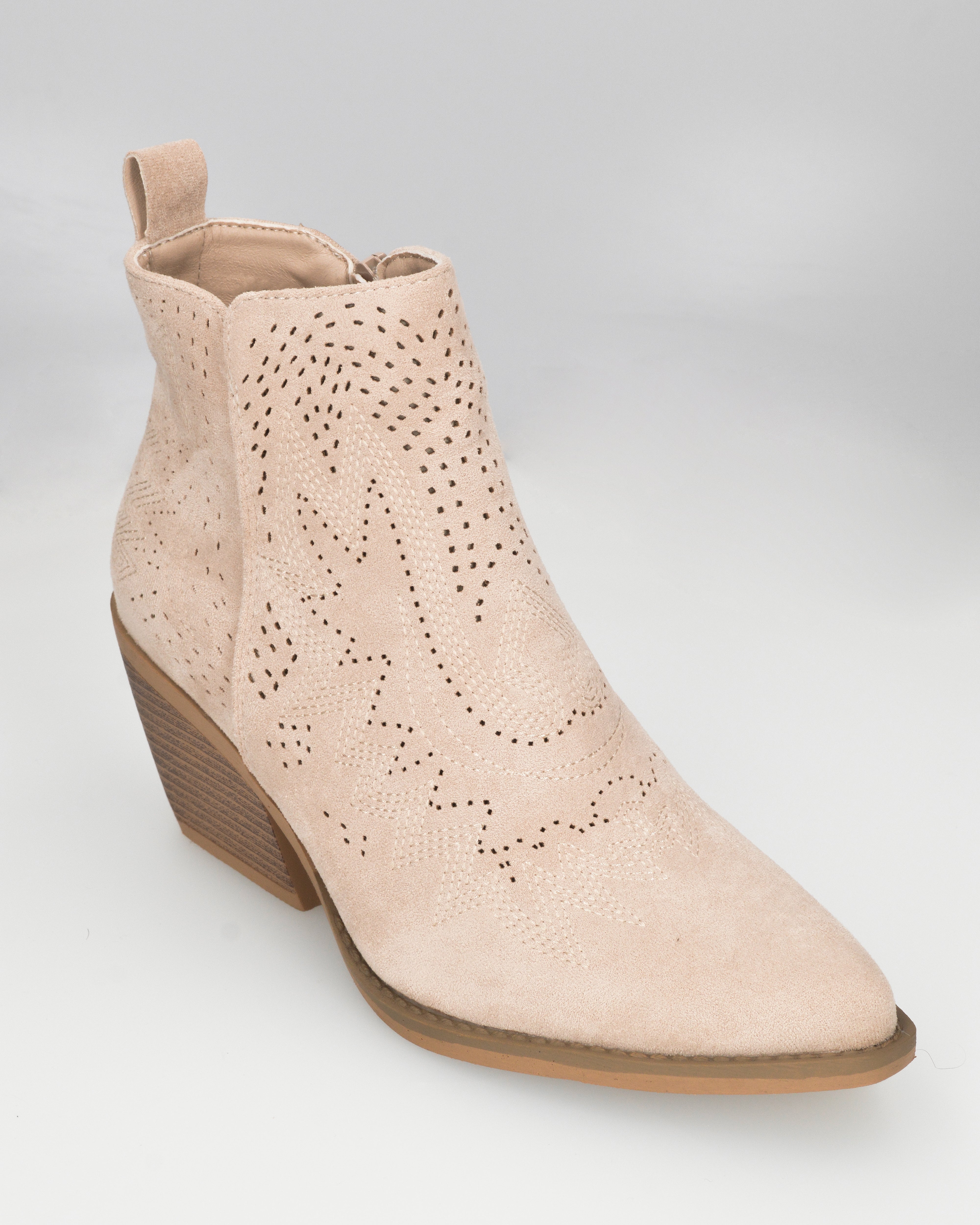 YARYNA - stivaletti beige alla caviglia con dettagli camperos