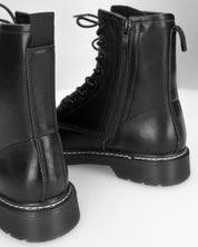 MARZIA - stivaletti anfibi neri stringati con chiusura zip