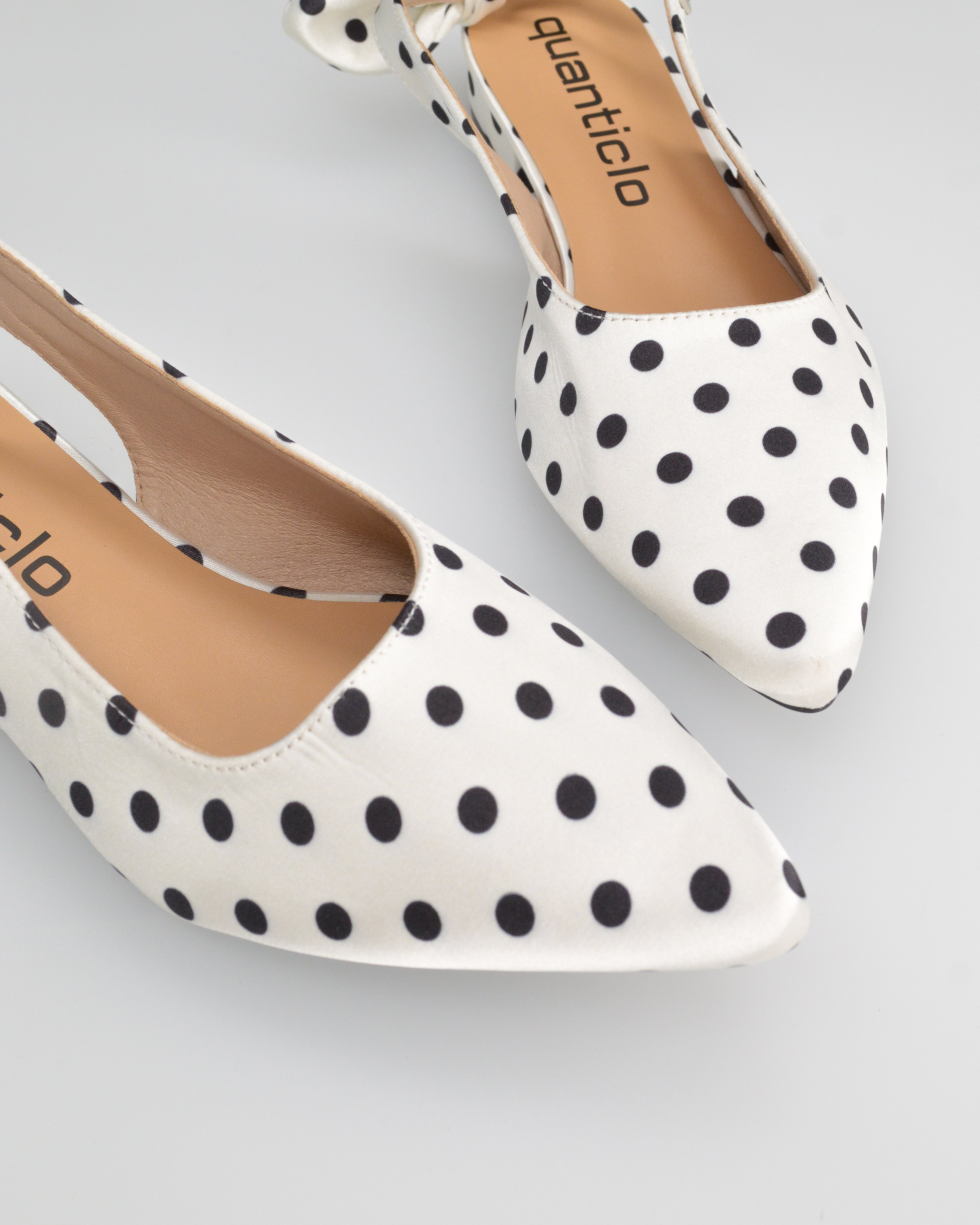 ANDY - décolleté bianchi a pois con fiocco