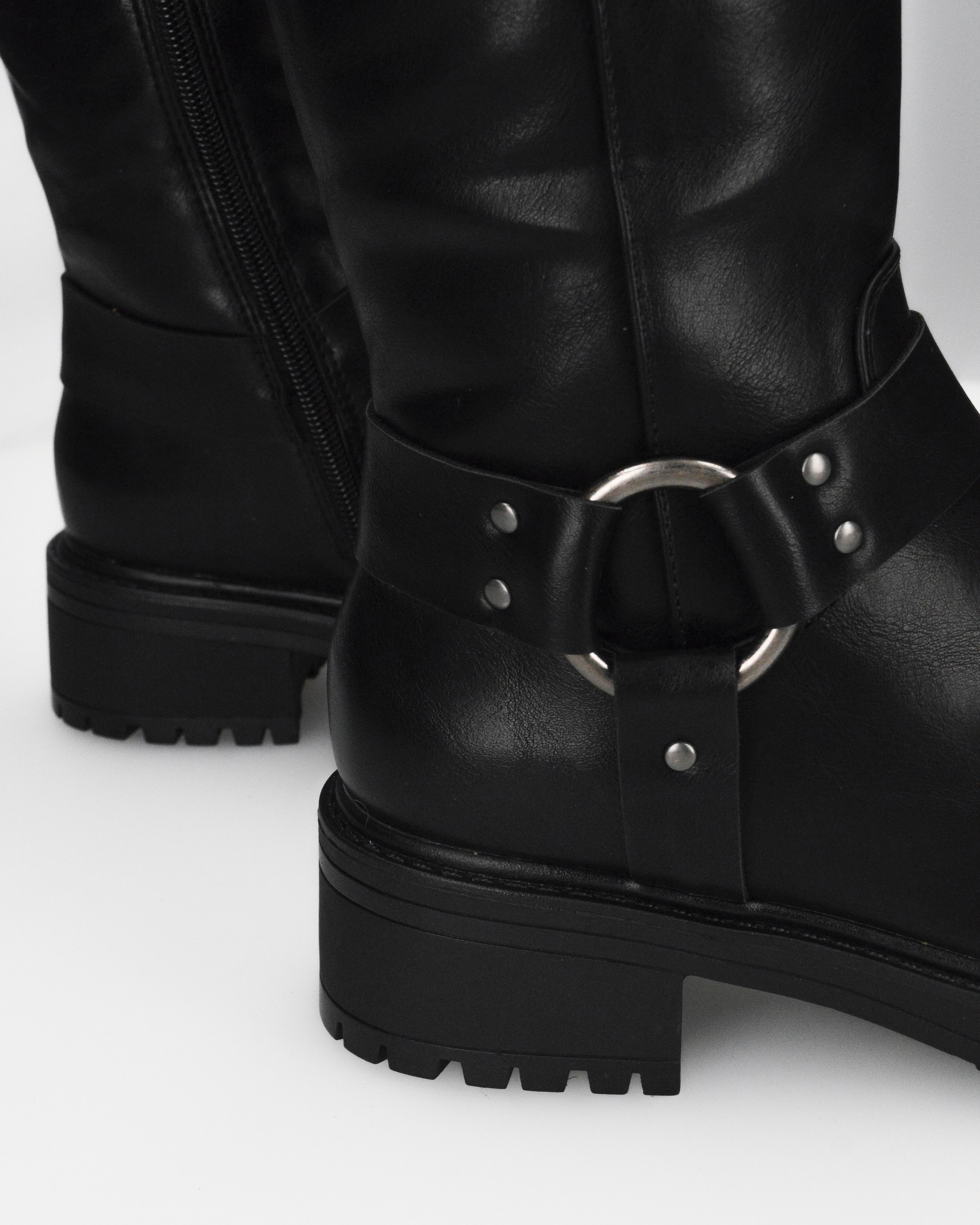 NAHIA - stivali biker neri con chiusura zip