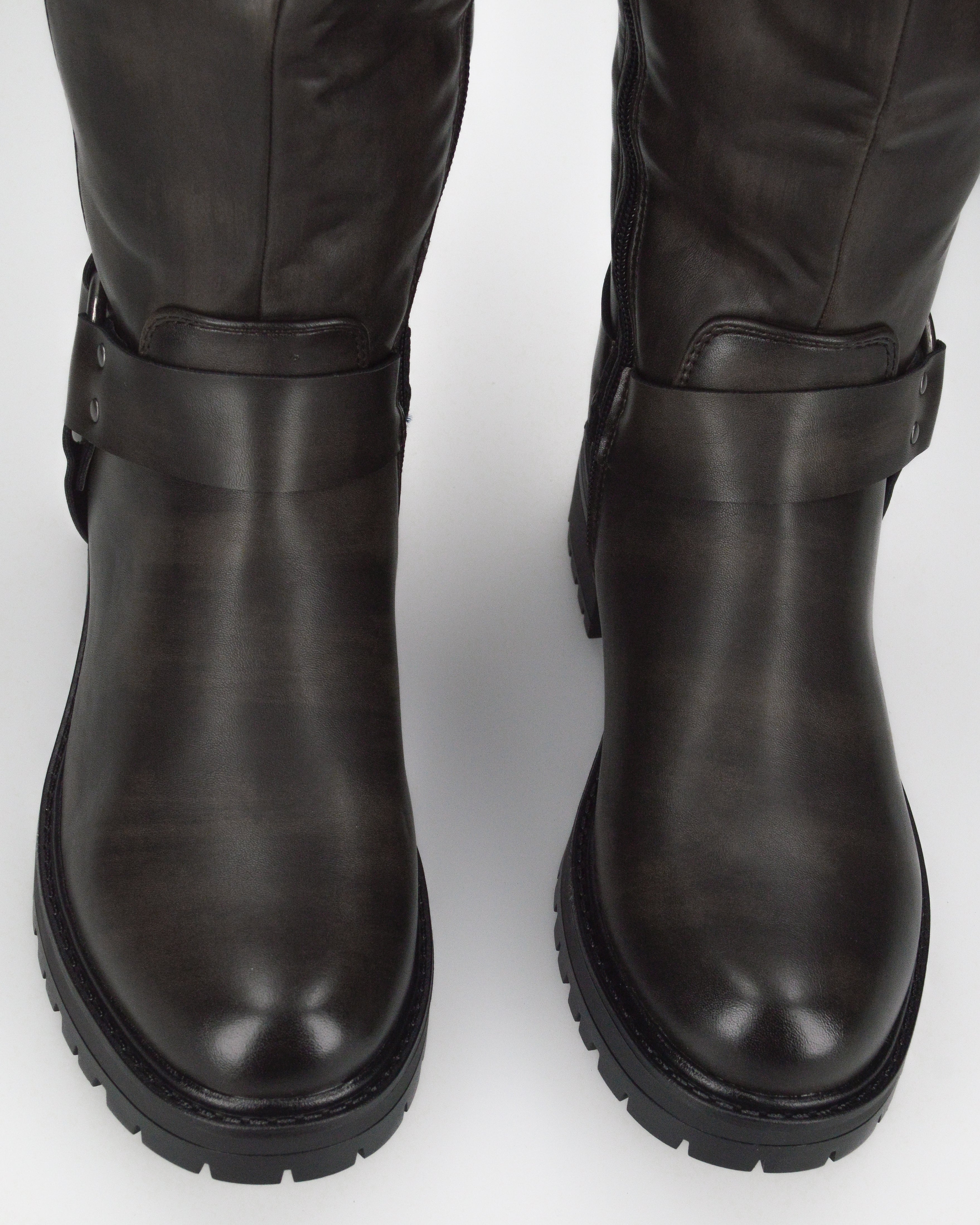NAHIA - stivali biker antracite vintage con chiusura zip