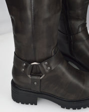 NAHIA - stivali biker antracite vintage con chiusura zip