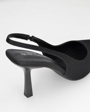 KLARA - Décolleté slingback in lycra nero con tacco a stiletto