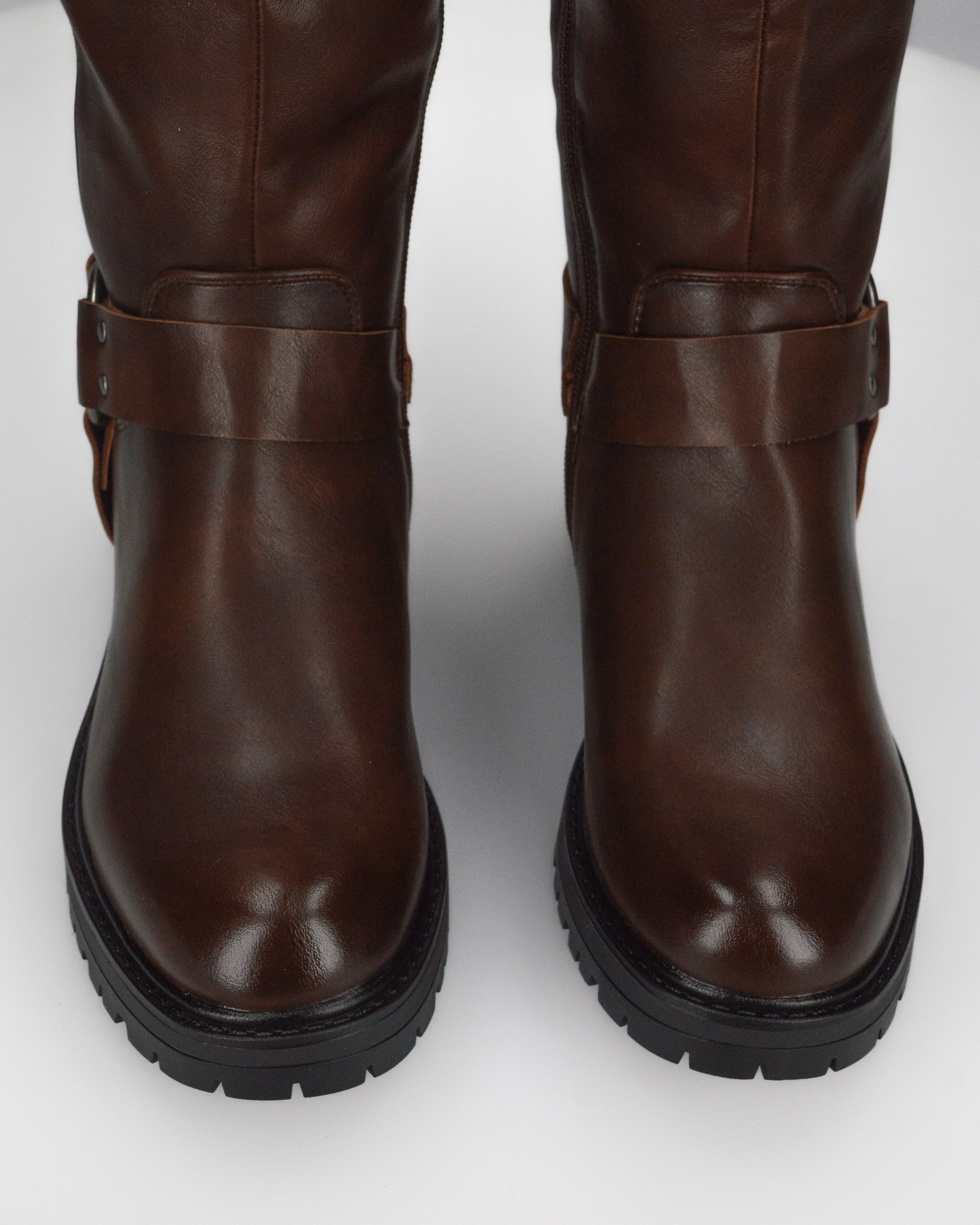 NAHIA - stivali biker marroni con chiusura zip
