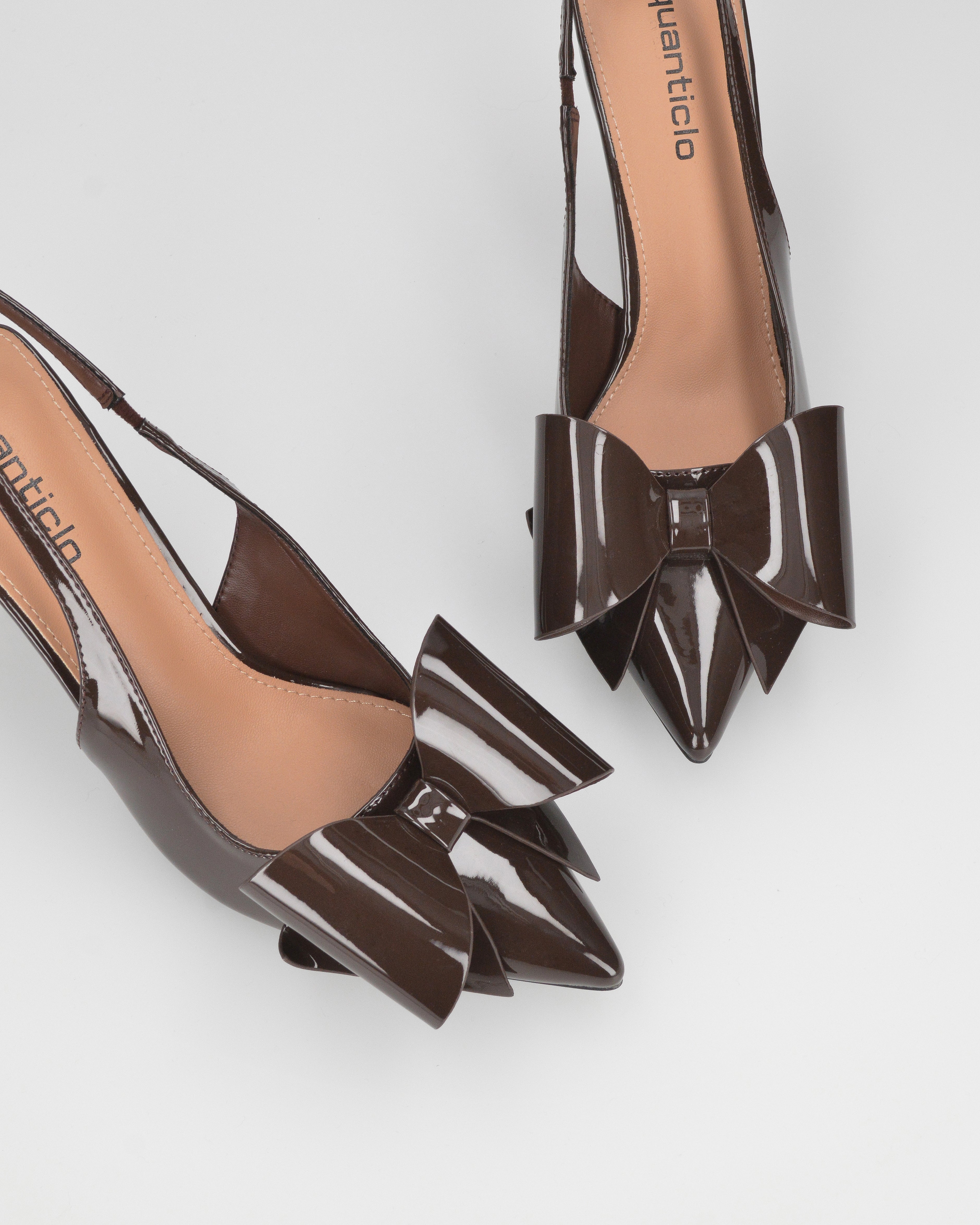 WELLY  - décolleté marrone con cinturino regolabile e fiocco