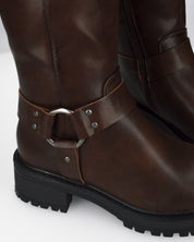 NAHIA - stivali biker marroni con chiusura zip
