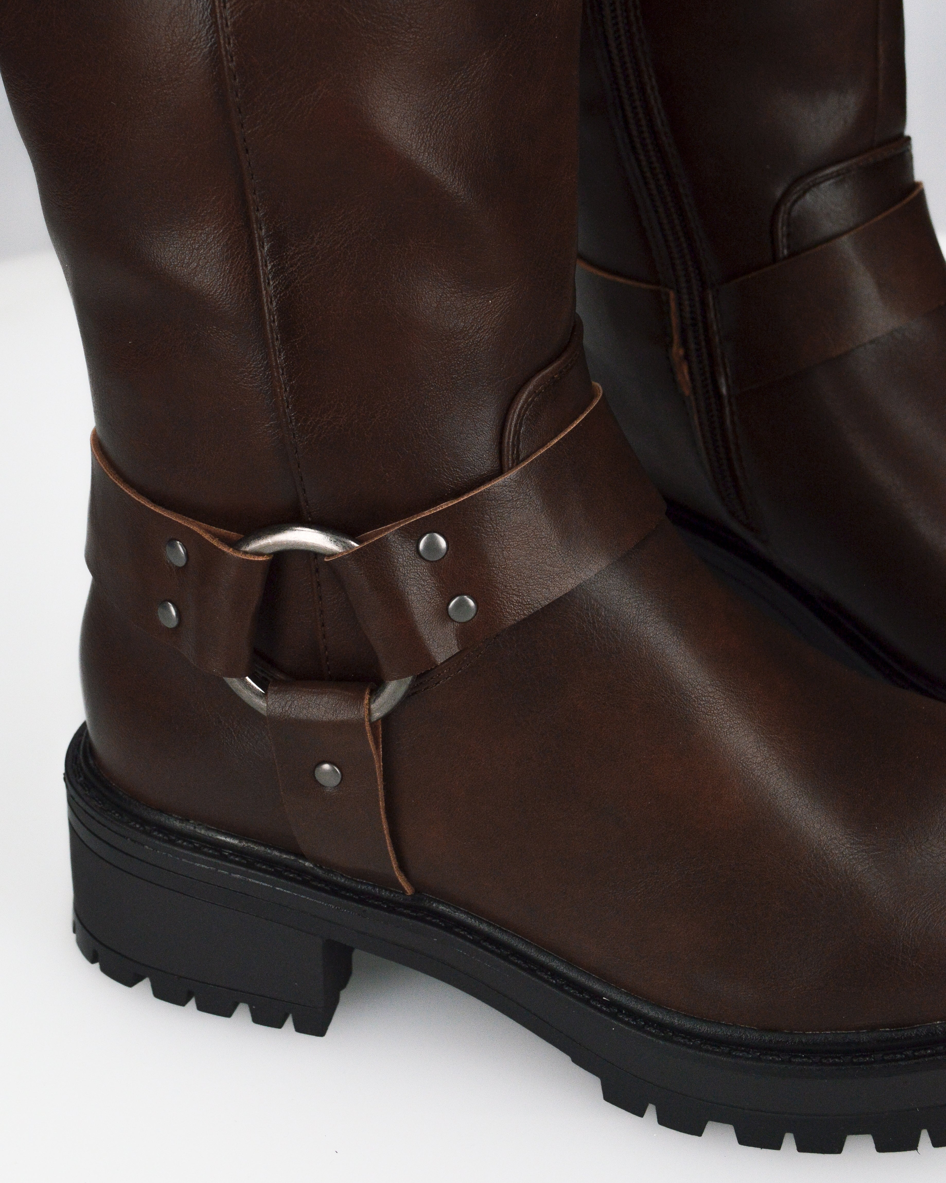 NAHIA - stivali biker marroni con chiusura zip