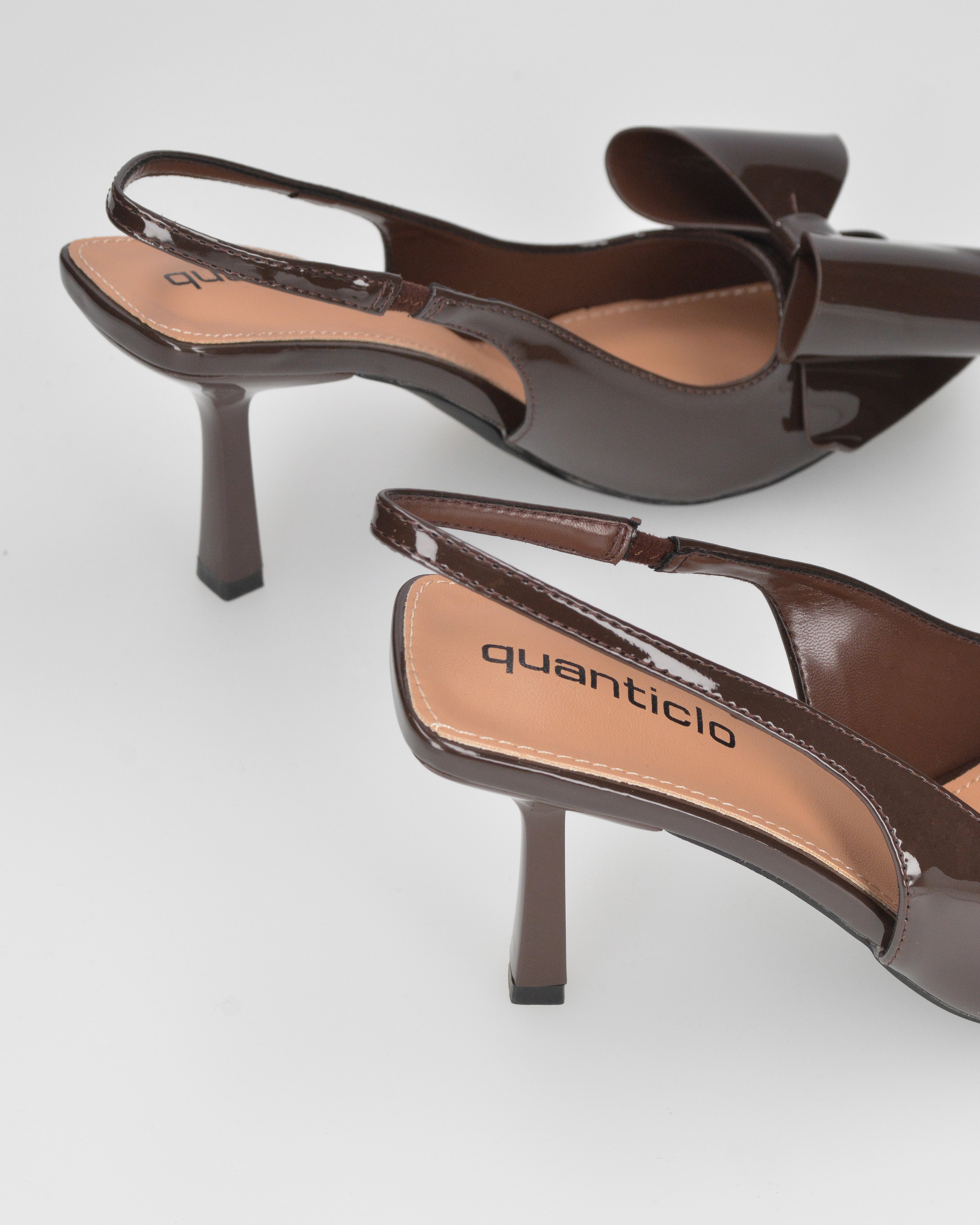 WELLY  - décolleté marrone con cinturino regolabile e fiocco