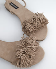 VALERY - sandali bassi beige con lacci lungo la gamba