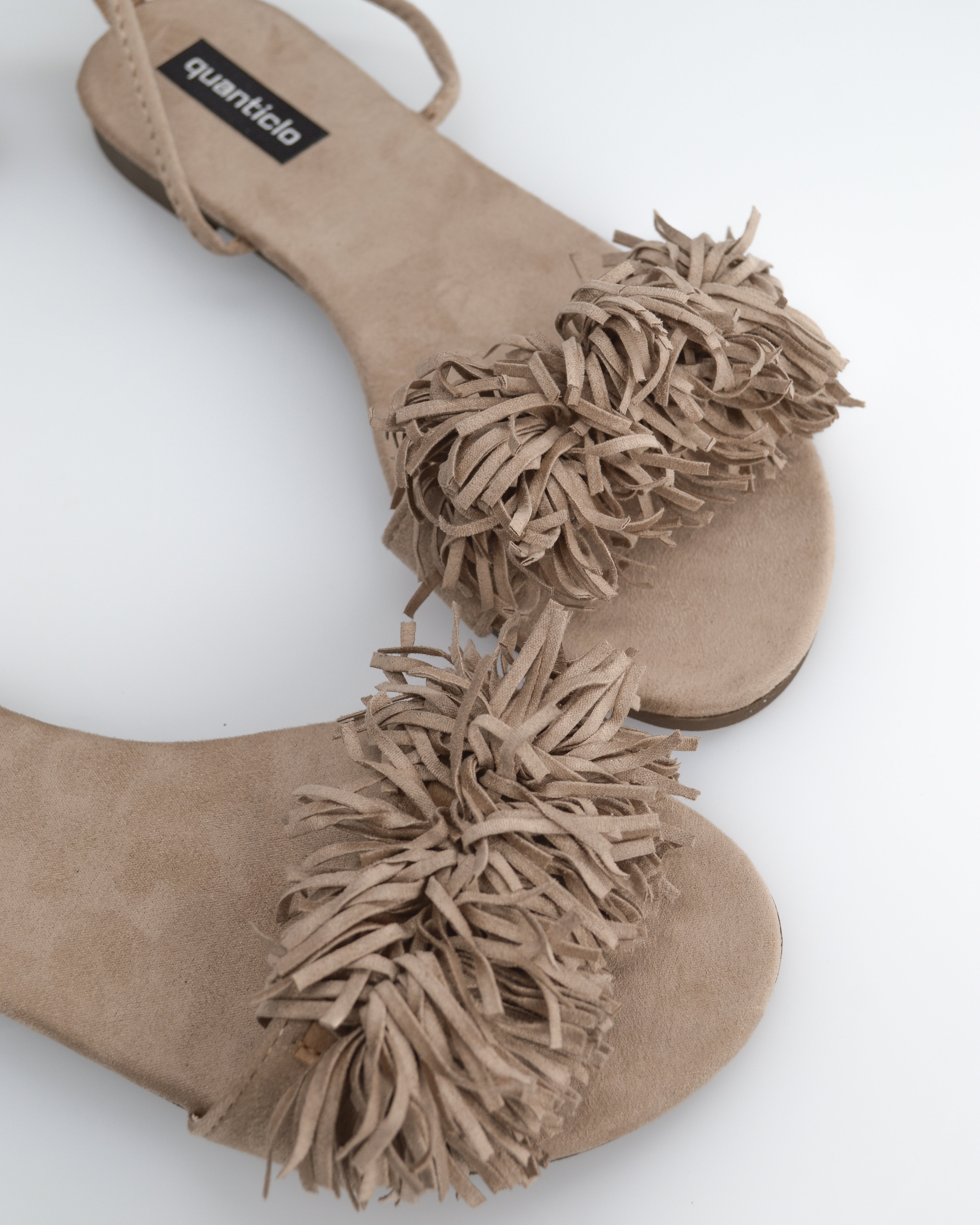 VALERY - sandali bassi beige con lacci lungo la gamba