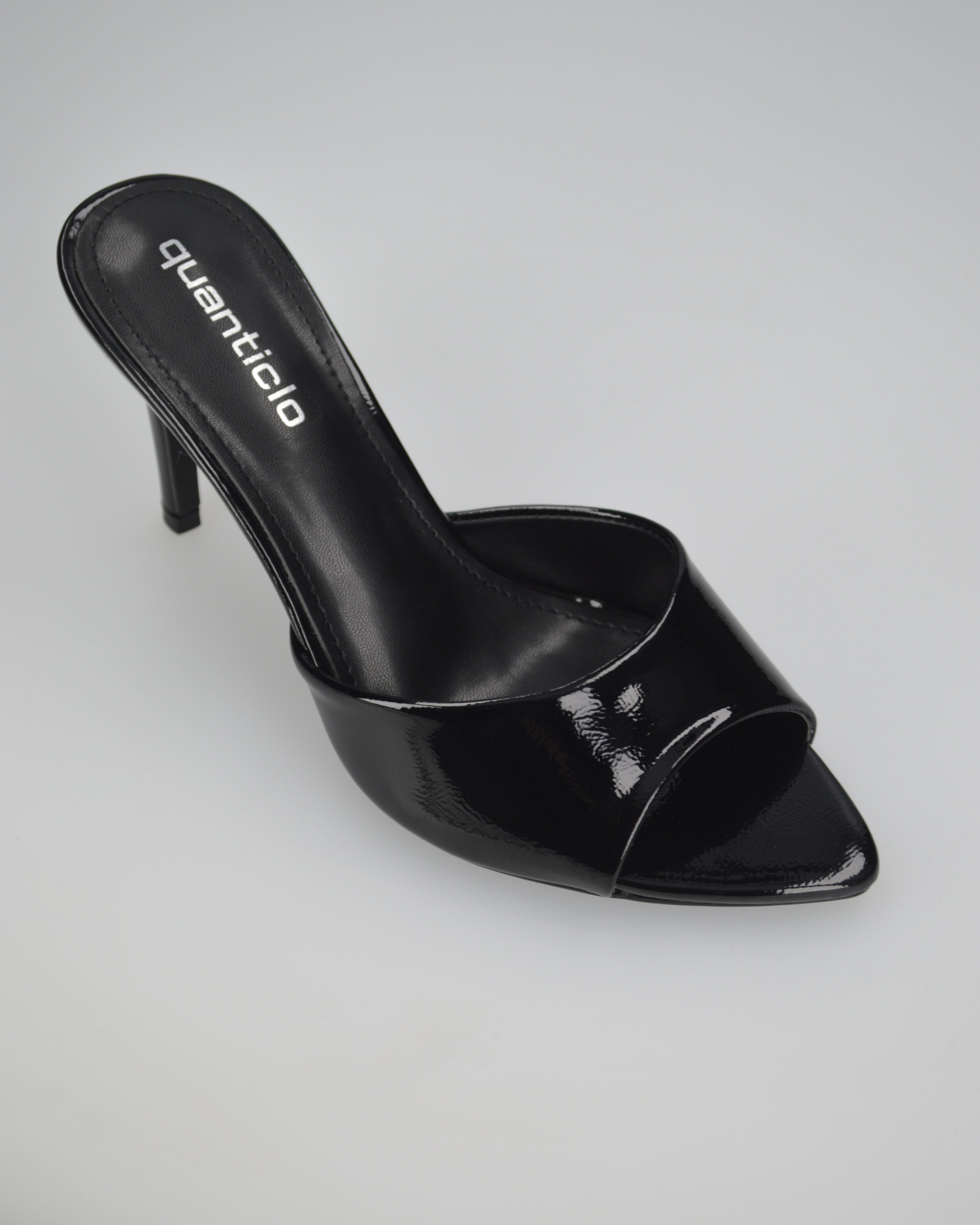GERD - sandali neri con tacco con effetto glassy