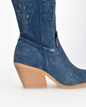 IZUMI - stivali alti in denim con ricami e dettagli camperos