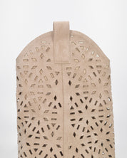 KEIKO - stivali texani beige in simil camoscio con gambale traforato e tacco a blocco