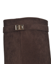 LILY - stivali alti in camoscio marrone con risvolto