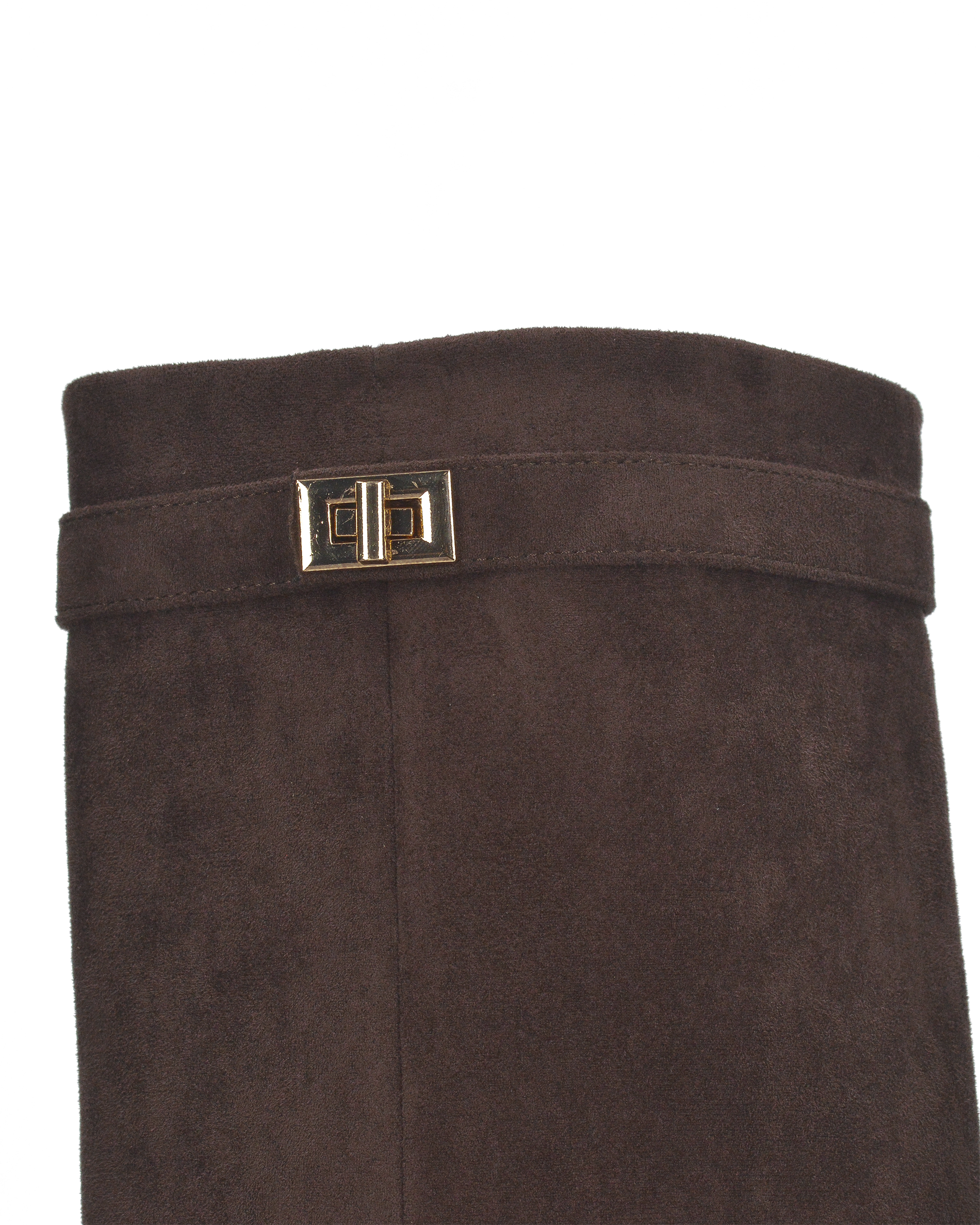 LILY - stivali alti in camoscio marrone con risvolto