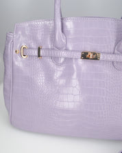 MARY - borsa grande violetta con trama coccodrillo e tracolla aggiuntiva