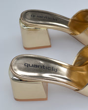 MARTHE - sandali dorati con dettaglio dorato sopra il tacco squadrato