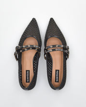 JUNINA - décolleté neri flat con texture traforata