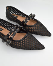 JUNINA - décolleté neri flat con texture traforata