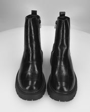 LERA - stivaletti chelsea neri in ecopelle pitonata con suola chunky e zip