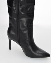 ZOFIA - Stivale alto sotto al ginocchio in ecopelle nero con tacco stiletto