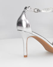 ELIN - sandali con tacco a spillo in ecopelle argentato con cinturino