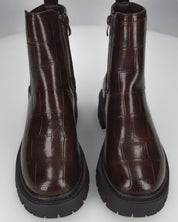LERA - stivaletti chelsea marroni in ecopelle pitonata con suola chunky e zip