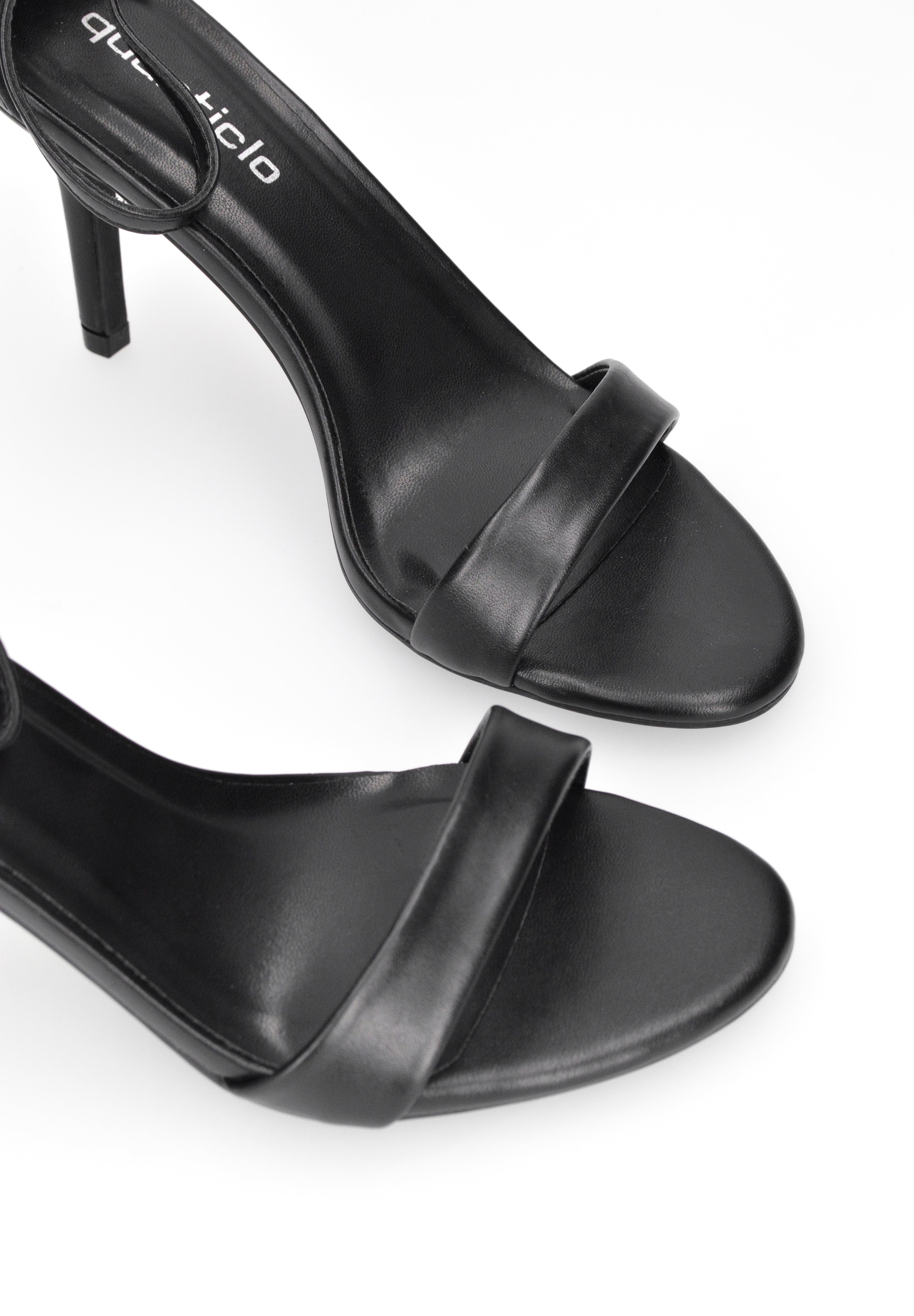 ELIN - sandali con tacco a spillo in ecopelle nera con cinturino