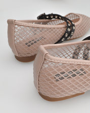 CRISTINA - ballerine beige con cinturini regolabili in tessuto traforato