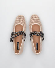 CRISTINA - ballerine beige chiaro con cinturini regolabili in tessuto traforato