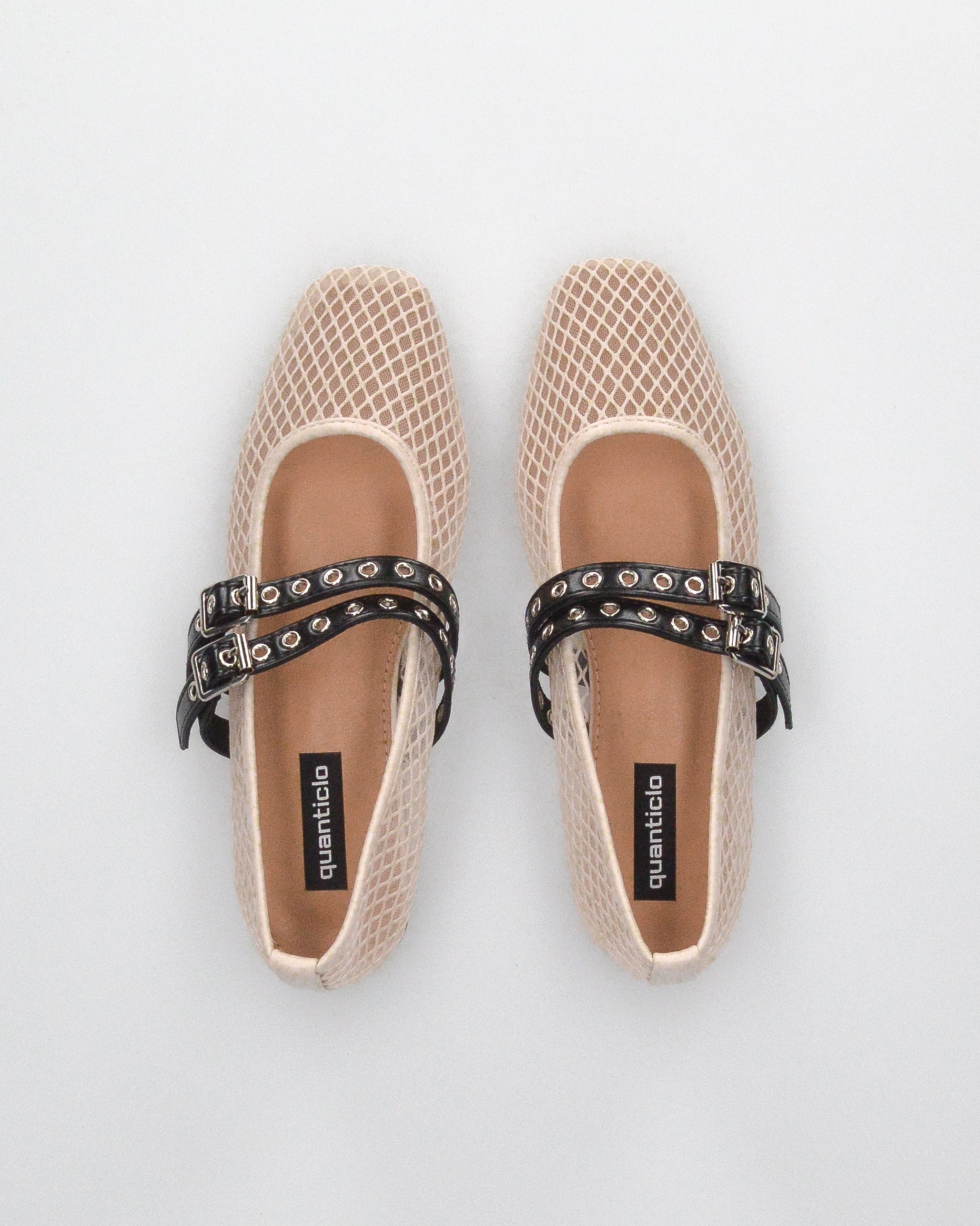 CRISTINA - ballerine beige chiaro con cinturini regolabili in tessuto traforato