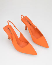 KLARA - Décolleté slingback in lycra arancione con tacco a stiletto