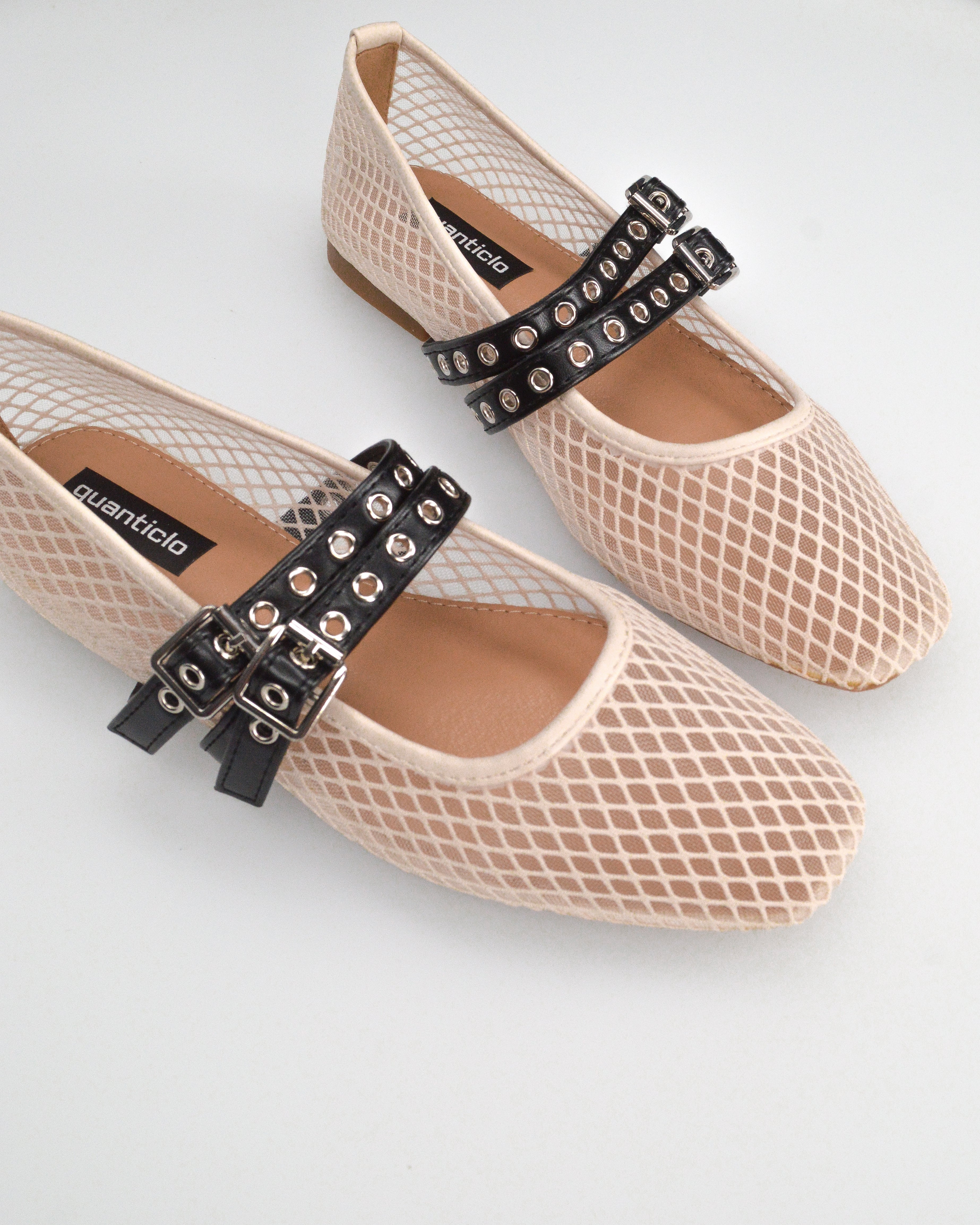 CRISTINA - ballerine beige chiaro con cinturini regolabili in tessuto traforato