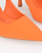 KLARA - Décolleté slingback in lycra arancione con tacco a stiletto