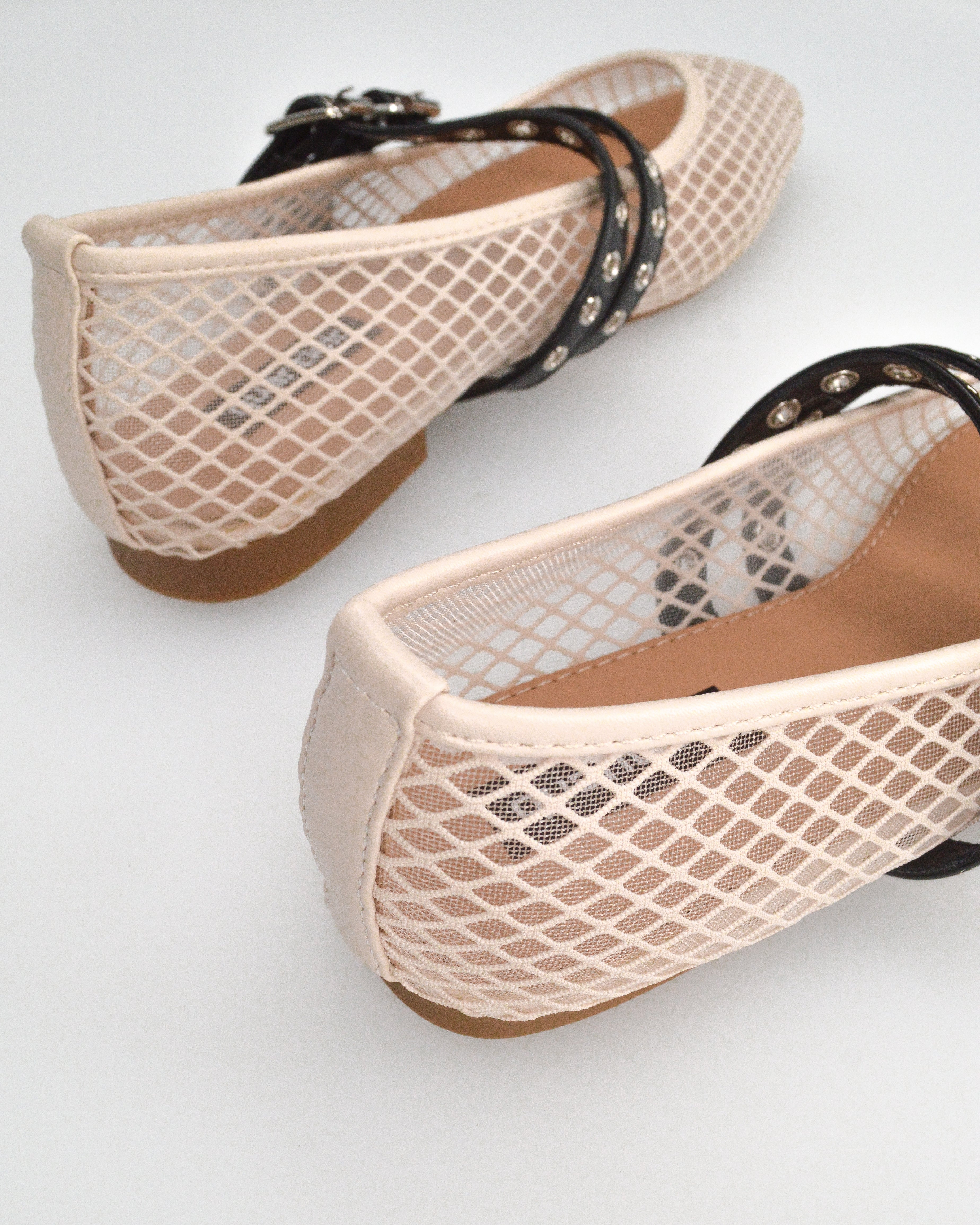 CRISTINA - ballerine beige chiaro con cinturini regolabili in tessuto traforato