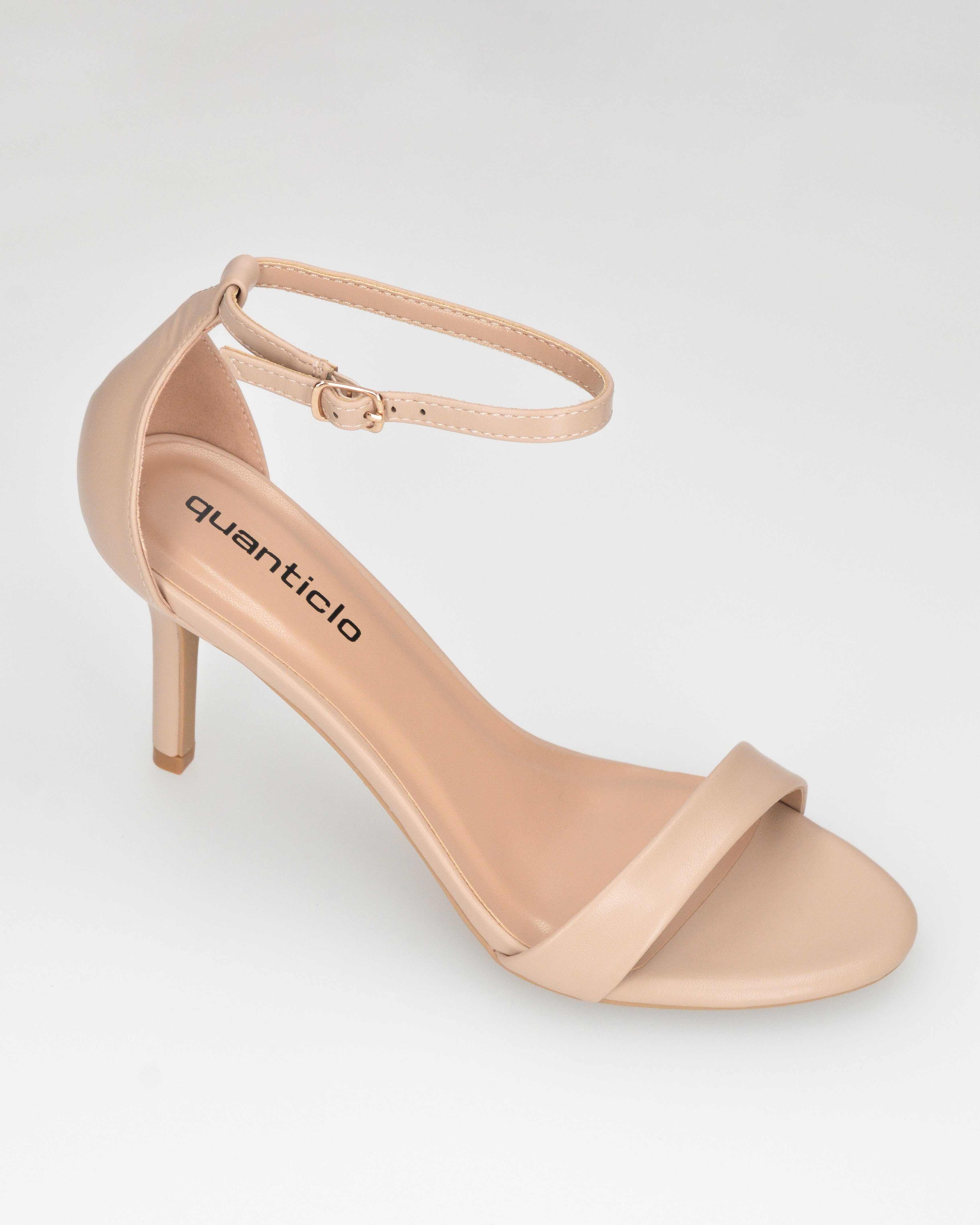 ELIN - sandali con tacco a spillo in ecopelle beige con cinturino