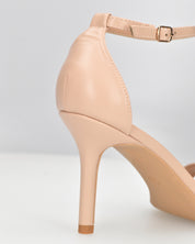 ELIN - sandali con tacco a spillo in ecopelle beige con cinturino